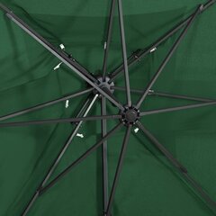 Gembinis skėtis su dvigubu viršumi, 250x250 cm, žalias kaina ir informacija | Skėčiai, markizės, stovai | pigu.lt