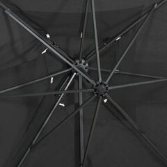 Gembinis skėtis su dvigubu viršumi, 250x250 cm, pilkas цена и информация | Зонты, маркизы, стойки | pigu.lt