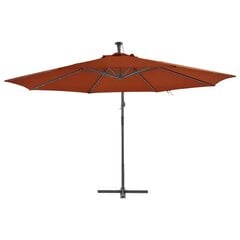 Gembinis skėtis su LED lemputėmis, 350 cm, oranžinė цена и информация | Зонты, маркизы, стойки | pigu.lt