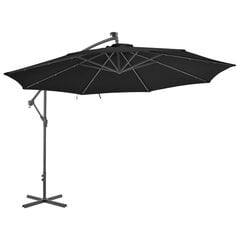 Gembinis skėtis su LED lemputėmis, 350 cm, juodas цена и информация | Зонты, маркизы, стойки | pigu.lt