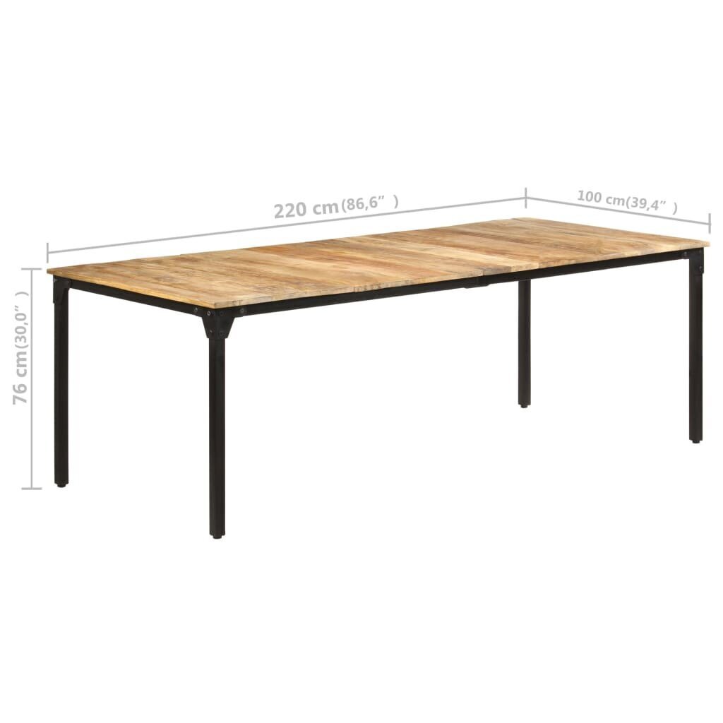 Valgomojo stalas, 220x100x76 cm, rudas kaina ir informacija | Virtuvės ir valgomojo stalai, staliukai | pigu.lt