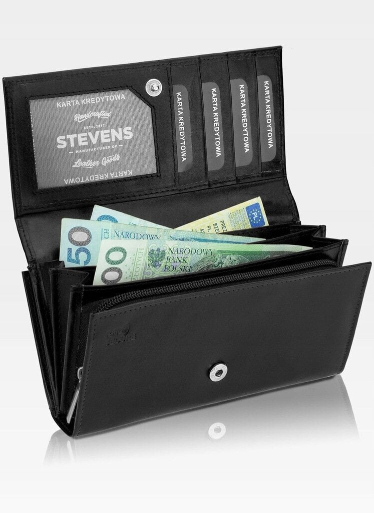 Piniginė moterims Stevens P37B, juoda kaina ir informacija | Piniginės, kortelių dėklai moterims | pigu.lt