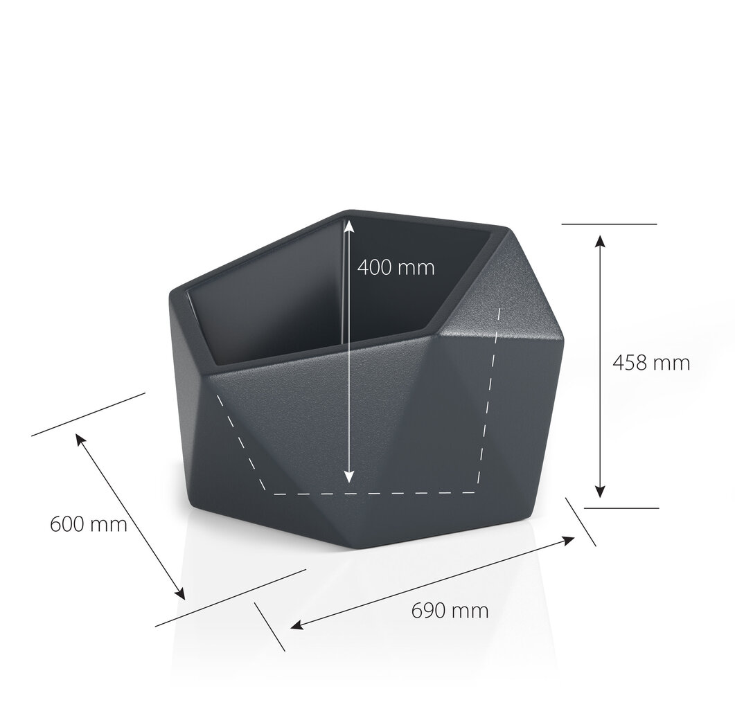 Vazonas Vesari, 45.8x69 cm, antracito spalvos kaina ir informacija | Vazonai | pigu.lt