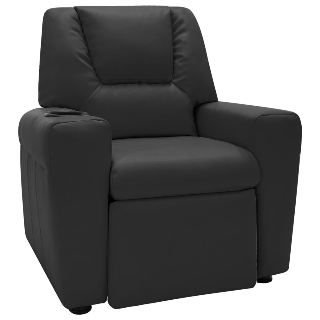 vidaXL Vaikiškas atlošiamas krėslas, juodos spalvos, dirbtinė oda kaina ir informacija | Svetainės foteliai | pigu.lt