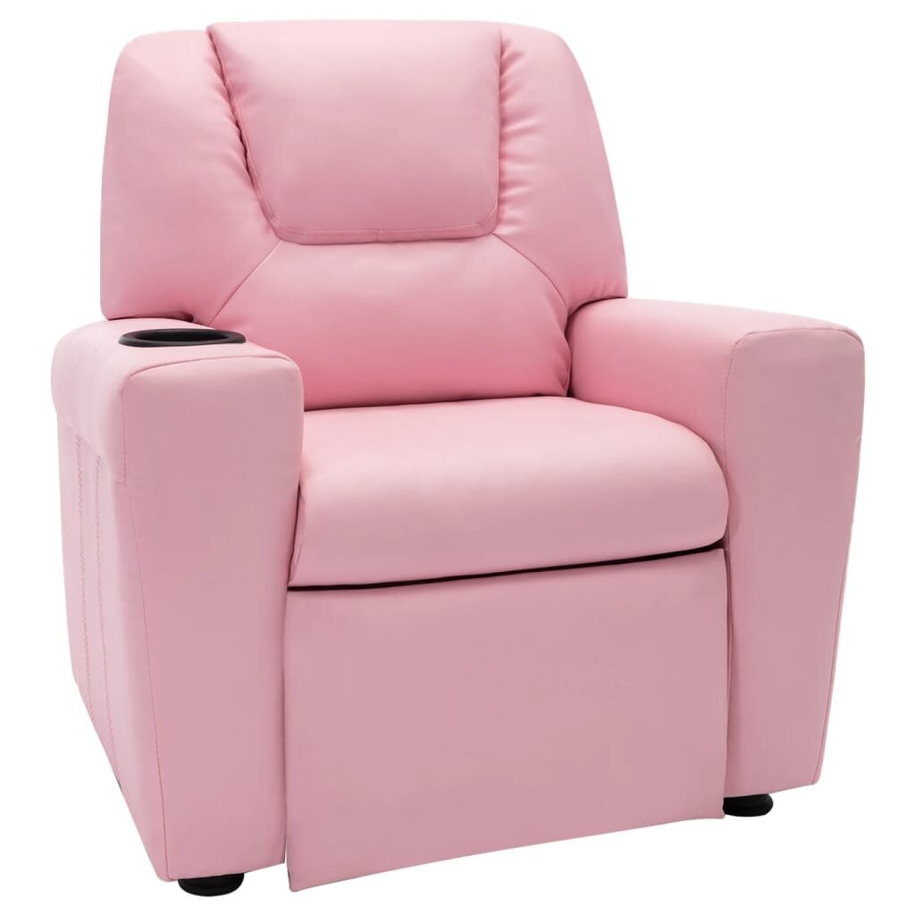 vidaXL Vaikiškas atlošiamas krėslas, rožinės spalvos, dirbtinė oda kaina ir informacija | Svetainės foteliai | pigu.lt
