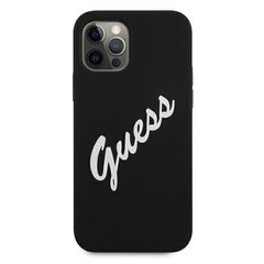 Guess Silicone Vintage Script, skirtas Apple iPhone 12/12 Pro, juodas kaina ir informacija | Telefono dėklai | pigu.lt