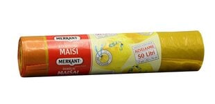 Завязываемые мешки для мусора Merkant LD 50л, 12 шт, желтые цена и информация | Мусорные пакеты | pigu.lt