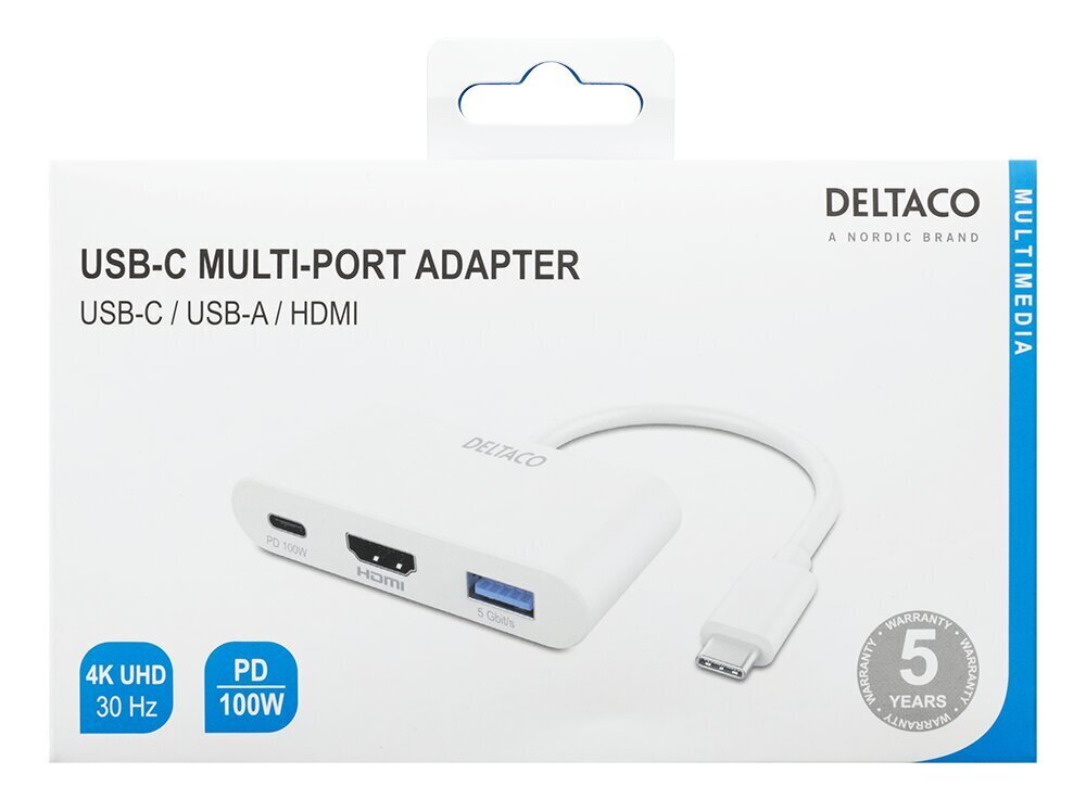 Adapteris Deltaco USBC-HDMI23, USB-C/HDMI/USB-A цена и информация | Adapteriai, USB šakotuvai | pigu.lt