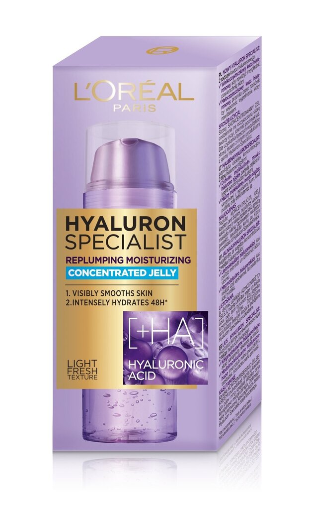 Koncentruotas gelinis drėkiklis su hialurono rūgštimi L'Oreal Paris Hyaluron Specialist, 50 ml kaina ir informacija | Veido aliejai, serumai | pigu.lt