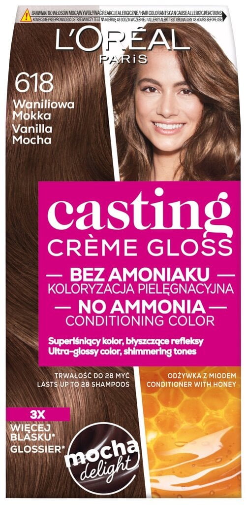 Ilgalaikiai plaukų dažai L'Oreal Paris Casting Creme Gloss, 618 Vanilla  Mocha kaina | pigu.lt