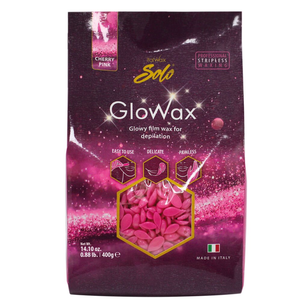 Sintetinio polimero vaškas Italwax Glo wax Cherry Pink, 400 g kaina ir informacija | Depiliacijos priemonės | pigu.lt