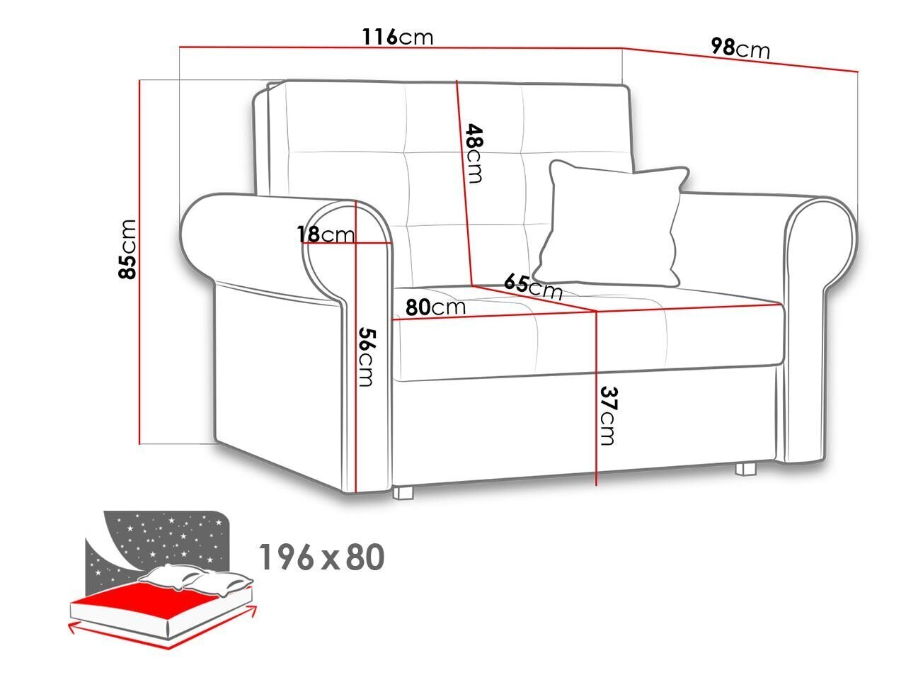 Sofa - lova VIVA SILVER I kaina ir informacija | Svetainės foteliai | pigu.lt