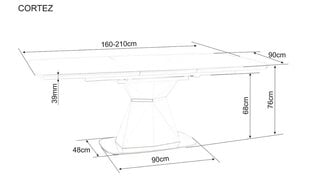 Valgomojo stalas Signal Meble Cortez, baltas kaina ir informacija | Virtuvės ir valgomojo stalai, staliukai | pigu.lt