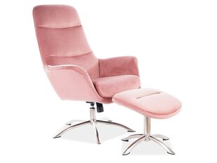 Fotelis su atrama kojoms Signal Meble Nixon, rožinis kaina ir informacija | Svetainės foteliai | pigu.lt