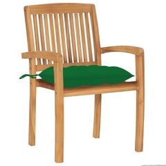 Sodo kėdės su žaliomis pagalvėlėmis, 2 vnt, rudos цена и информация | Садовые стулья, кресла, пуфы | pigu.lt