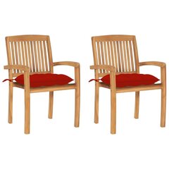 Sodo kėdės su raudonomis pagalvėlėmis, 2 vnt, rudos kaina ir informacija | Lauko kėdės, foteliai, pufai | pigu.lt