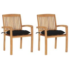 Sodo kėdės su juodomis pagalvėlėmis, 2 vnt, rudi kaina ir informacija | Lauko kėdės, foteliai, pufai | pigu.lt