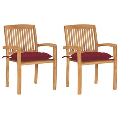 Sodo kėdės su vyno raudonomis pagalvėlėmis, 2 vnt, rudos kaina ir informacija | Lauko kėdės, foteliai, pufai | pigu.lt
