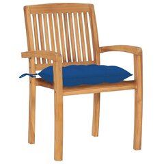 Sodo kėdės su mėlynomis pagalvėlėmis, 2 vnt, rudos kaina ir informacija | Lauko kėdės, foteliai, pufai | pigu.lt