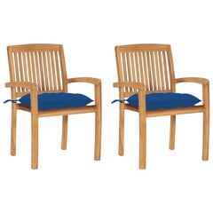 Sodo kėdės su mėlynomis pagalvėlėmis, 2 vnt, rudos цена и информация | Садовые стулья, кресла, пуфы | pigu.lt