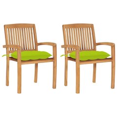 Sodo kėdės su šviesiai žaliomis pagalvėlėmis, 2 vnt, rudos kaina ir informacija | Lauko kėdės, foteliai, pufai | pigu.lt