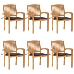 Sudedamos sodo kėdės su pagalvėlėmis, 6 vnt, rudos kaina ir informacija | Lauko kėdės, foteliai, pufai | pigu.lt