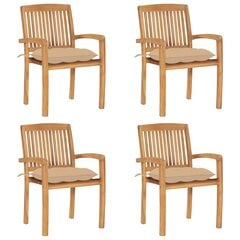 Sudedamos sodo kėdės su pagalvėlėmis, 4 vnt, rudos kaina ir informacija | Lauko kėdės, foteliai, pufai | pigu.lt