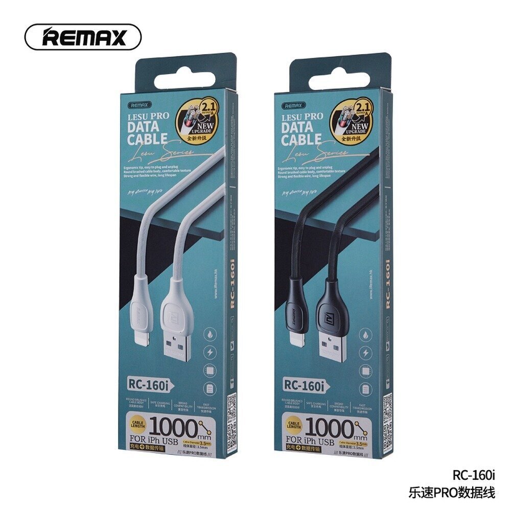 Remax laidas USB Lesu Pro 2,1A RC-160i, baltas kaina ir informacija | Laidai telefonams | pigu.lt