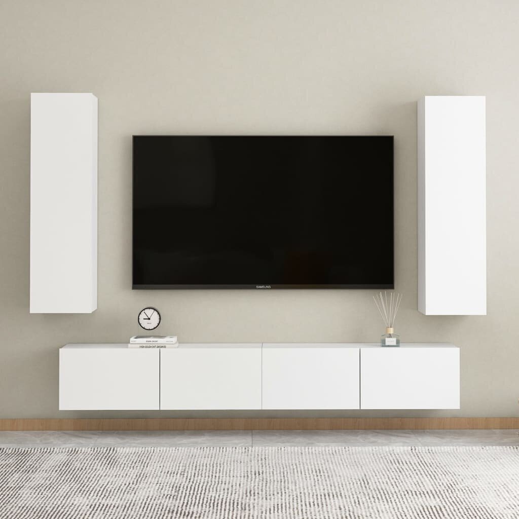 Televizoriaus spintelės, 2 vnt, 30,5x30x110 cm, baltos цена и информация | TV staliukai | pigu.lt
