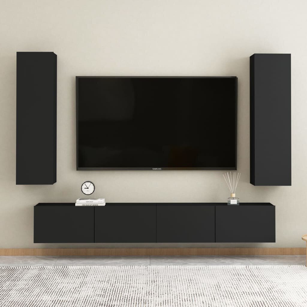 Televizoriaus spintelės, 30.5x30x90 cm, juodos, 2 vnt. kaina ir informacija | TV staliukai | pigu.lt