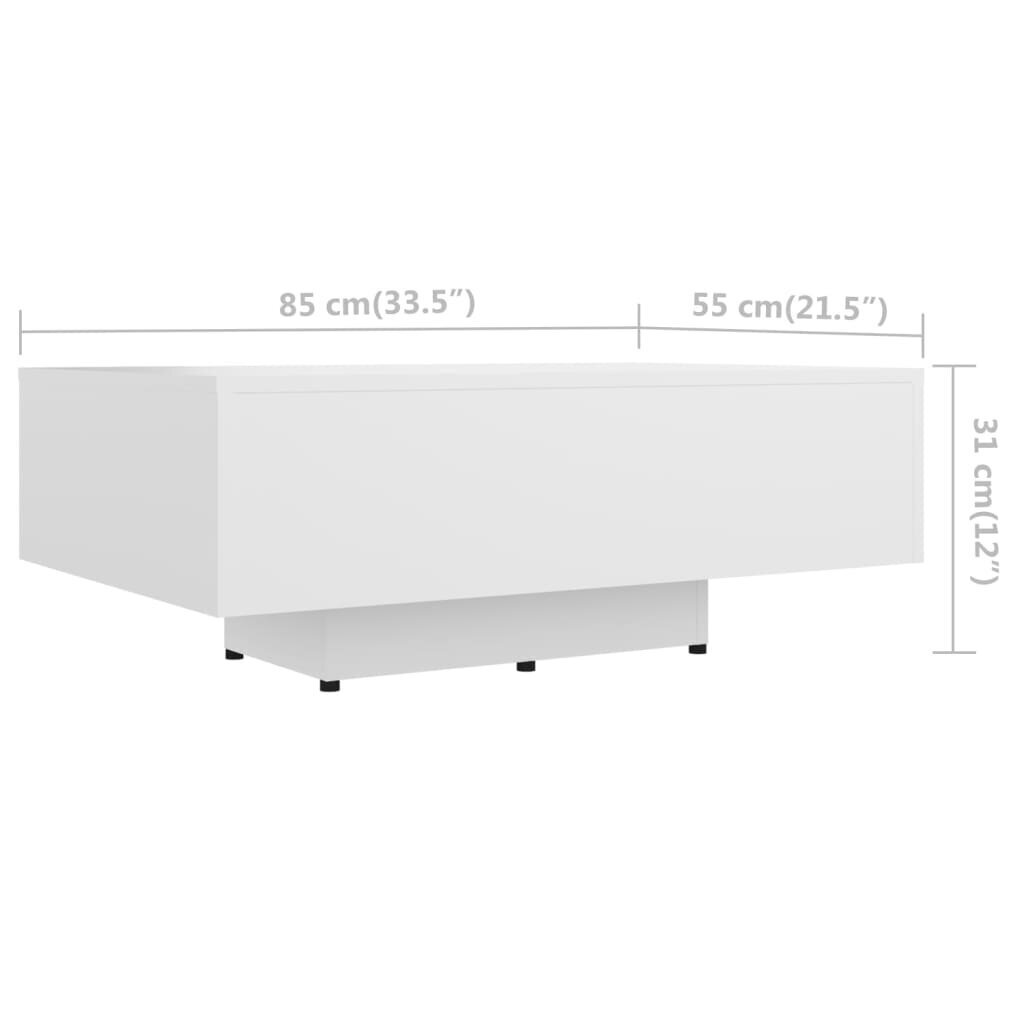 Kavos staliukas, 85x55x31 cm, baltas kaina ir informacija | Kavos staliukai | pigu.lt
