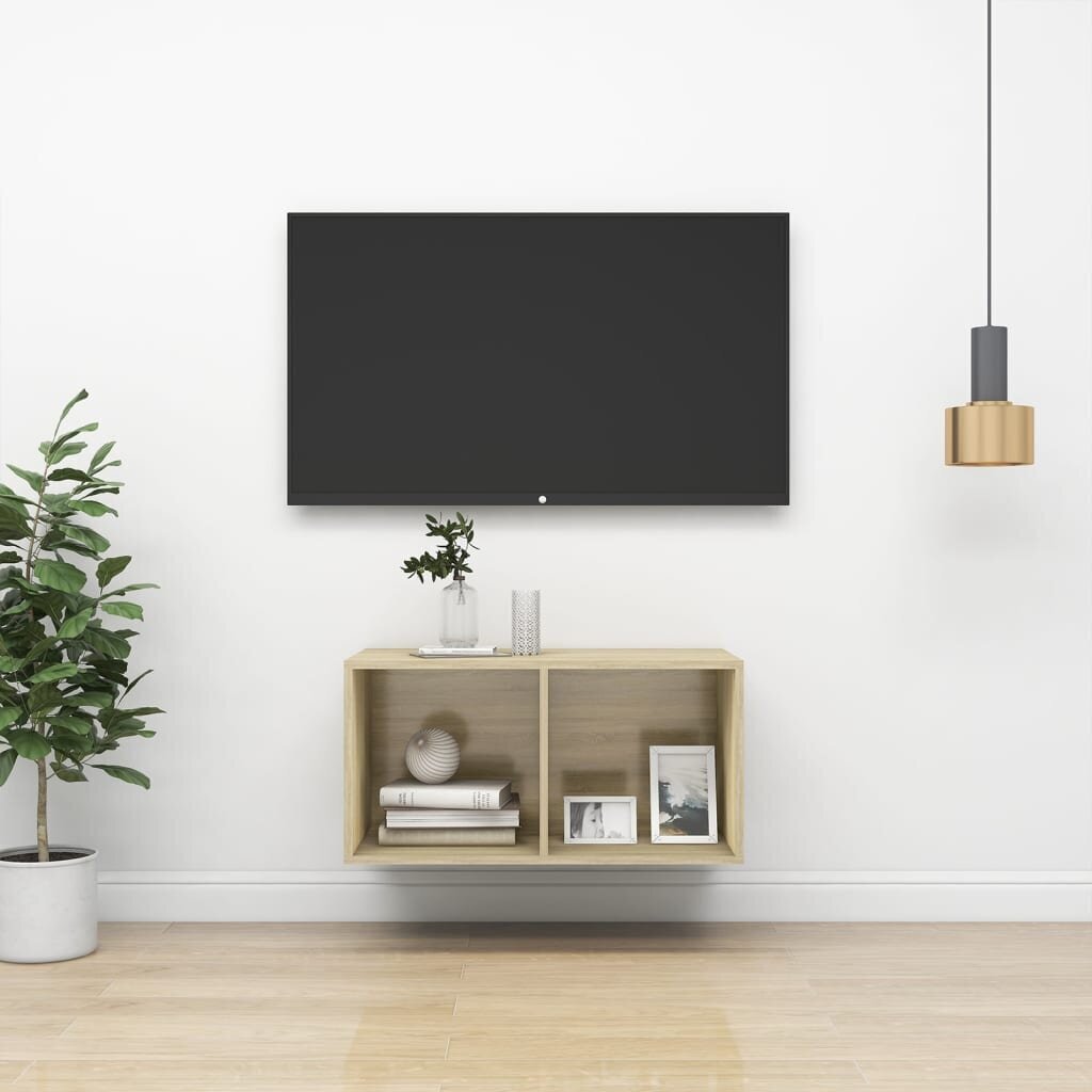 Prie sienos montuojama TV spintelė, 37x37x72 cm, ruda цена и информация | TV staliukai | pigu.lt