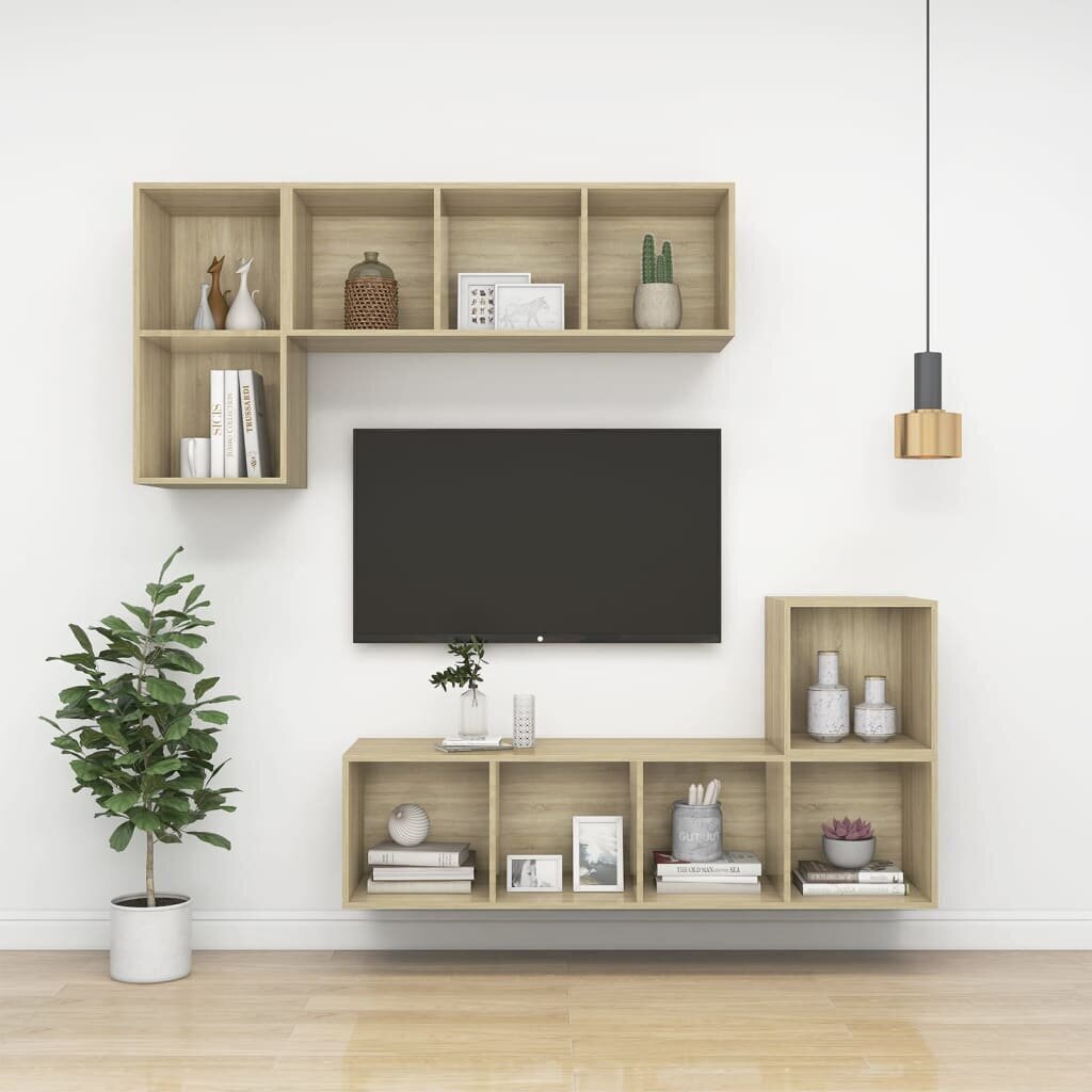 Prie sienos montuojama TV spintelė, 37x37x72 cm, ruda цена и информация | TV staliukai | pigu.lt