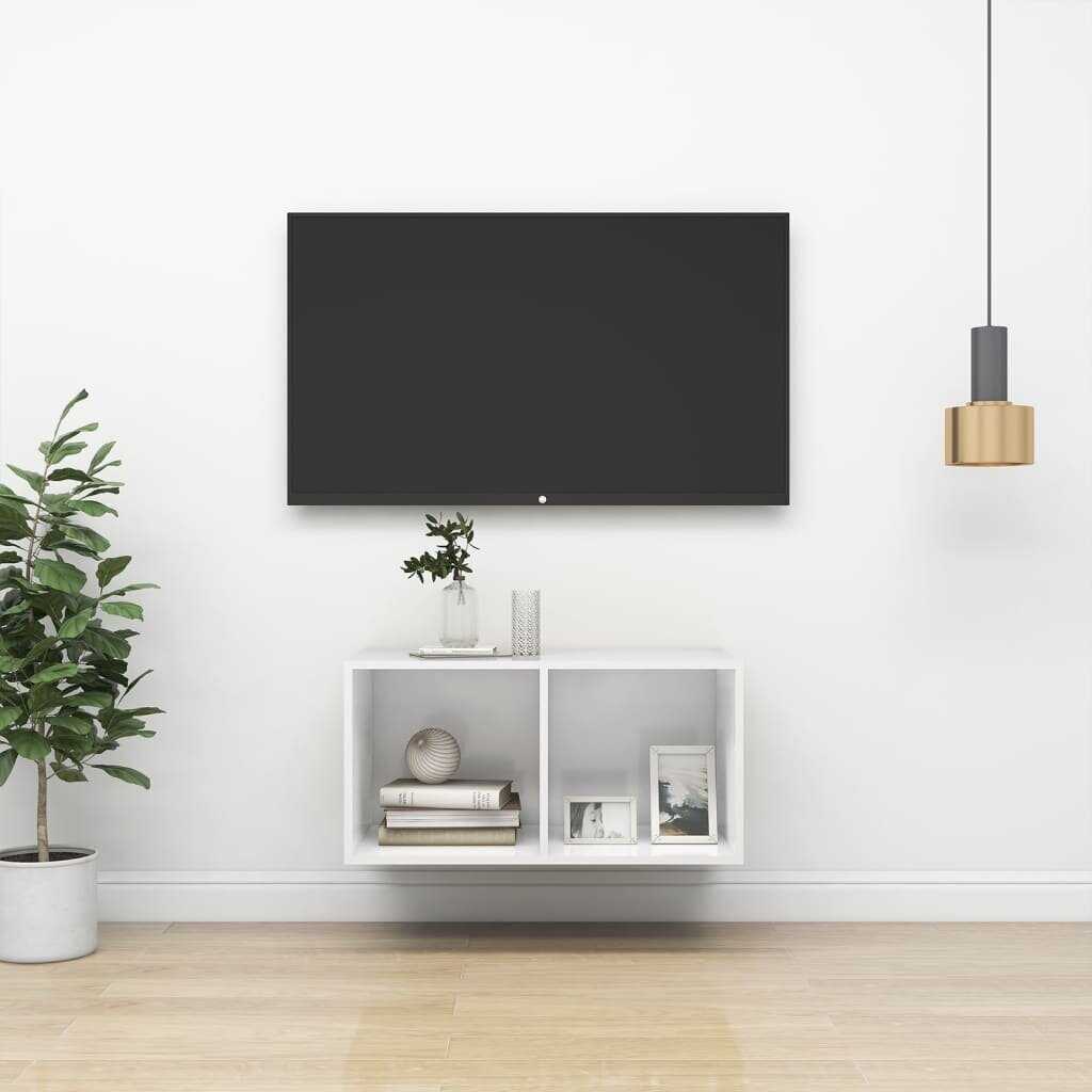 Sieninė TV spintelė, 37x37x72 cm, balta kaina ir informacija | TV staliukai | pigu.lt