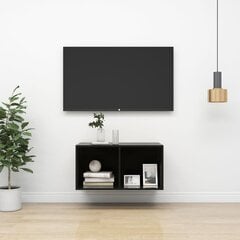 Sieninė TV spintelė, 37x37x72 cm, juoda цена и информация | Тумбы под телевизор | pigu.lt