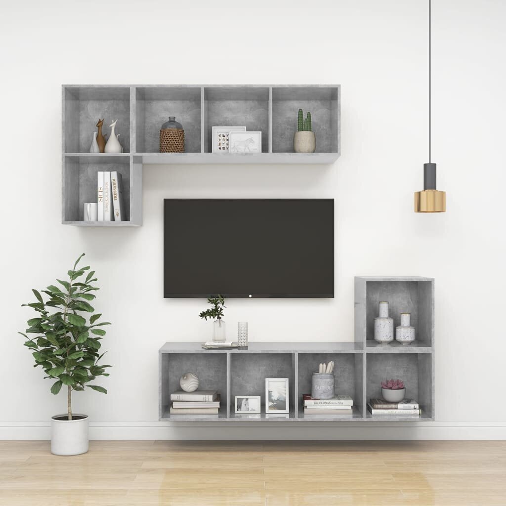 Prie sienos montuojama TV spintelė, 37x37x107 cm, pilka kaina ir informacija | TV staliukai | pigu.lt