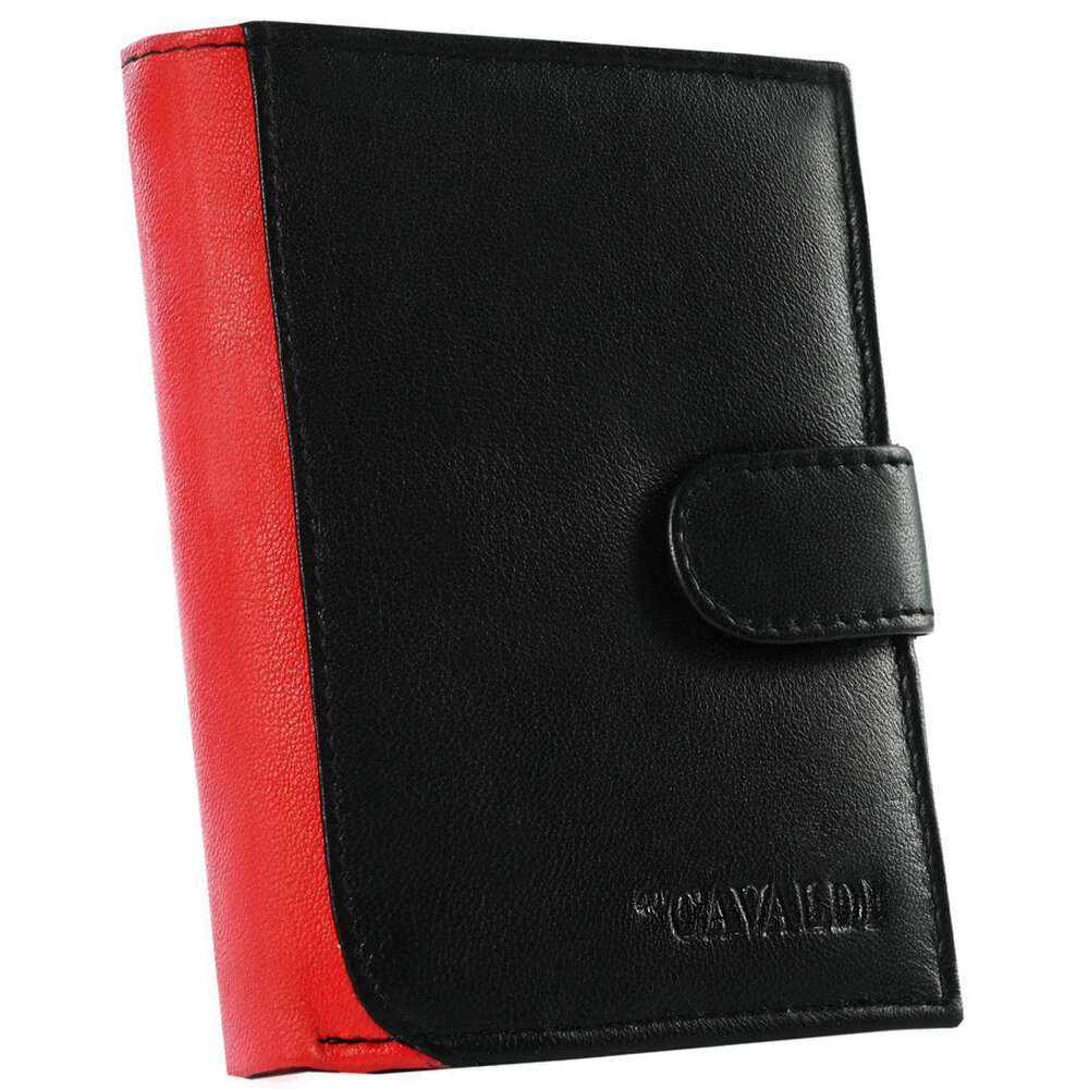 Vyriška natūralios odos piniginė Cavaldi, juoda/raudona цена и информация | Vyriškos piniginės, kortelių dėklai | pigu.lt