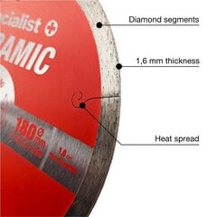Deimantinis diskas Samedia Ceramic 180x25.4/8x1.6 mm цена и информация | Механические инструменты | pigu.lt