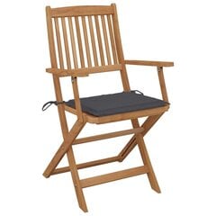Sulankstomos lauko kėdės su pagalvėlėmis, 8 vnt, rudos kaina ir informacija | Lauko kėdės, foteliai, pufai | pigu.lt