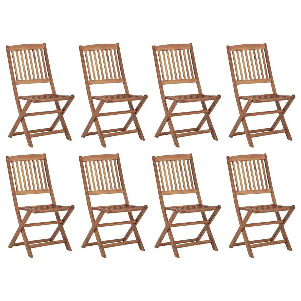 Sulankstomos lauko kėdės su pagalvėlėmis, 8 vnt, rudos цена и информация | Lauko kėdės, foteliai, pufai | pigu.lt