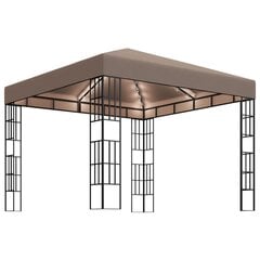 Pavėsinė su lempučių girliandomis LED, taupe, 3x3m цена и информация | Беседки, навесы, тенты | pigu.lt