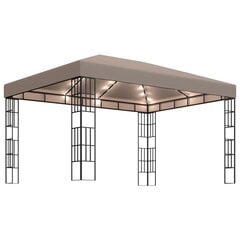 Pavėsinė su lempučių girliandomis LED, taupe, 4x3m цена и информация | Беседки, навесы, тенты | pigu.lt