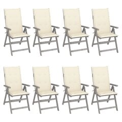 Atlošiamos sodo kėdės su pagalvėlėmis, 8 vnt, pilkos kaina ir informacija | Lauko kėdės, foteliai, pufai | pigu.lt