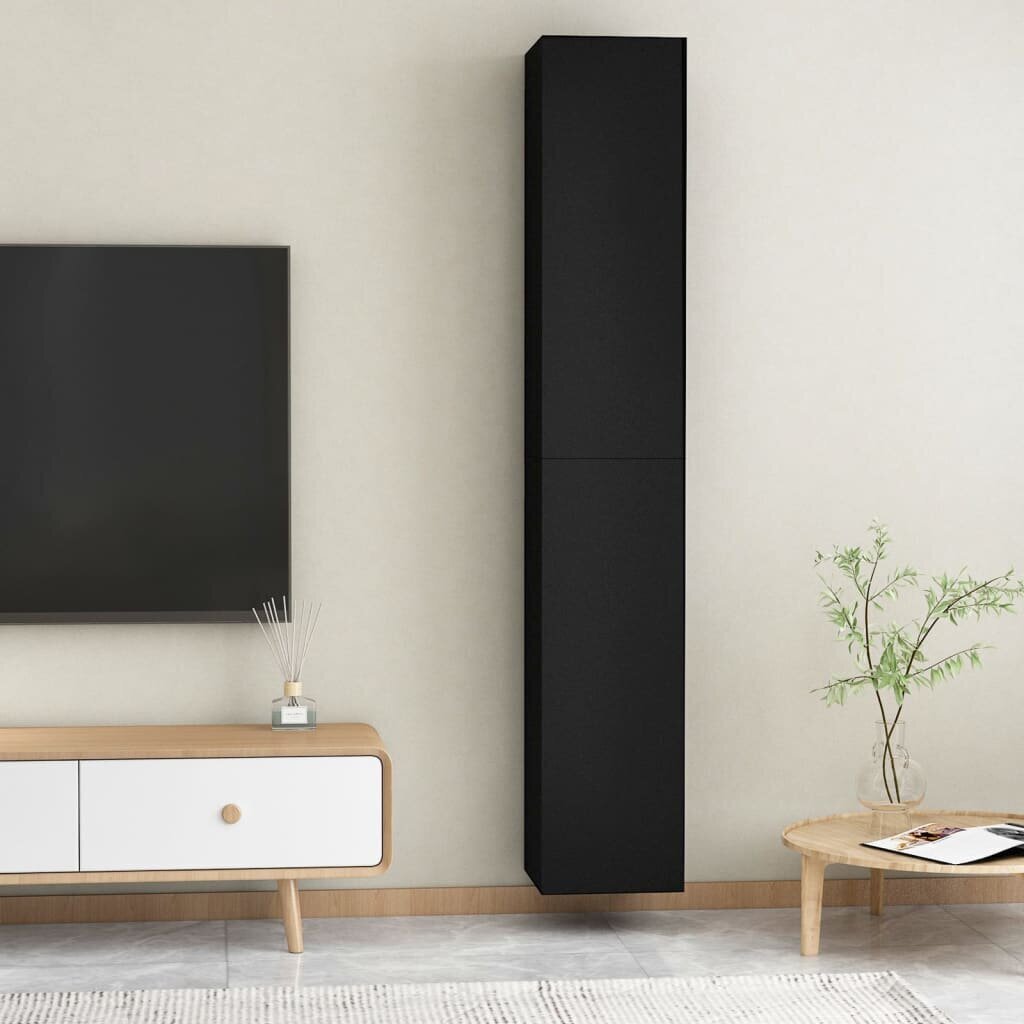 Televizoriaus spintelės, 2 vnt, 30,5x30x90 cm, juodos kaina ir informacija | TV staliukai | pigu.lt