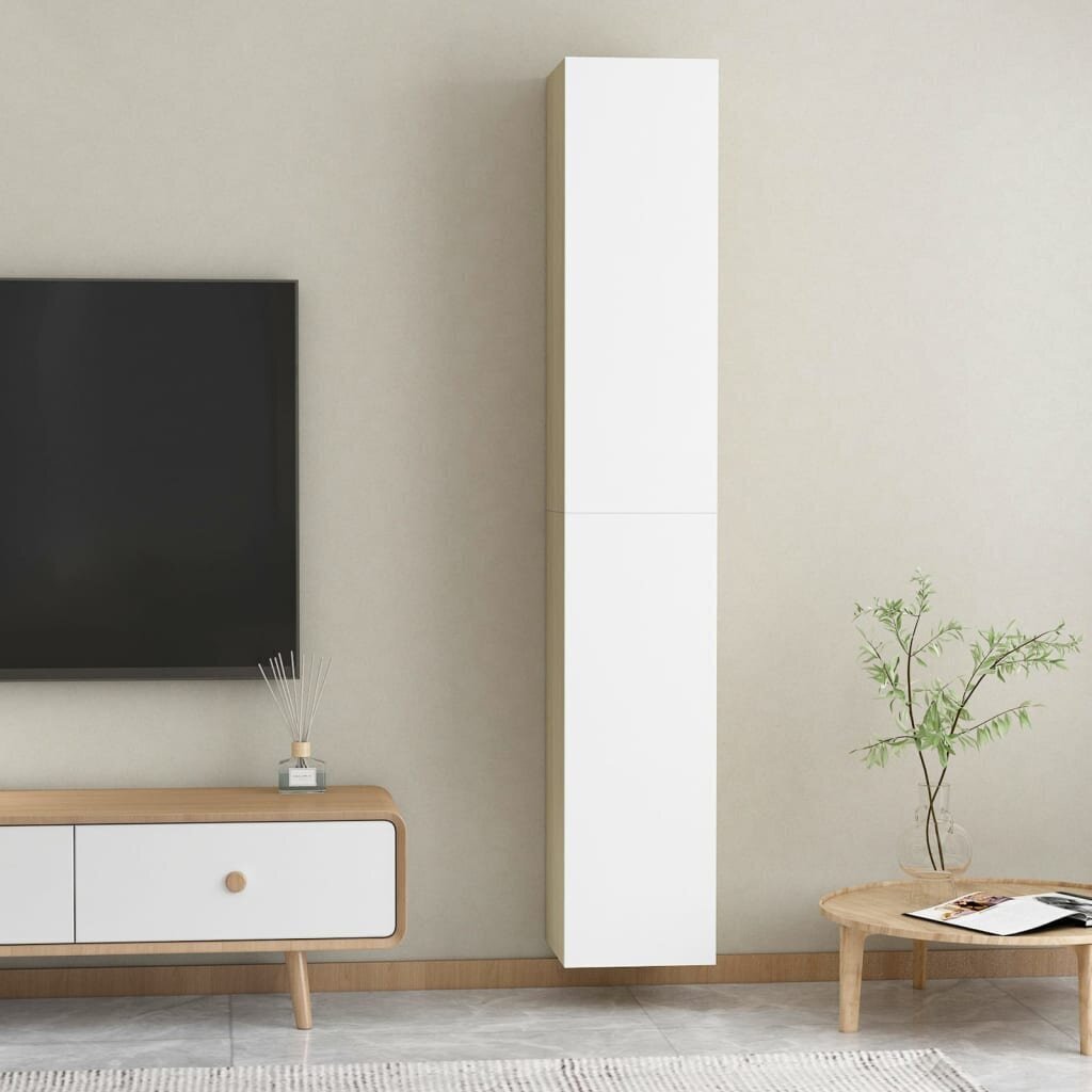 Televizoriaus spintelės, 2 vnt, 30,5x30x90 cm, baltos цена и информация | TV staliukai | pigu.lt