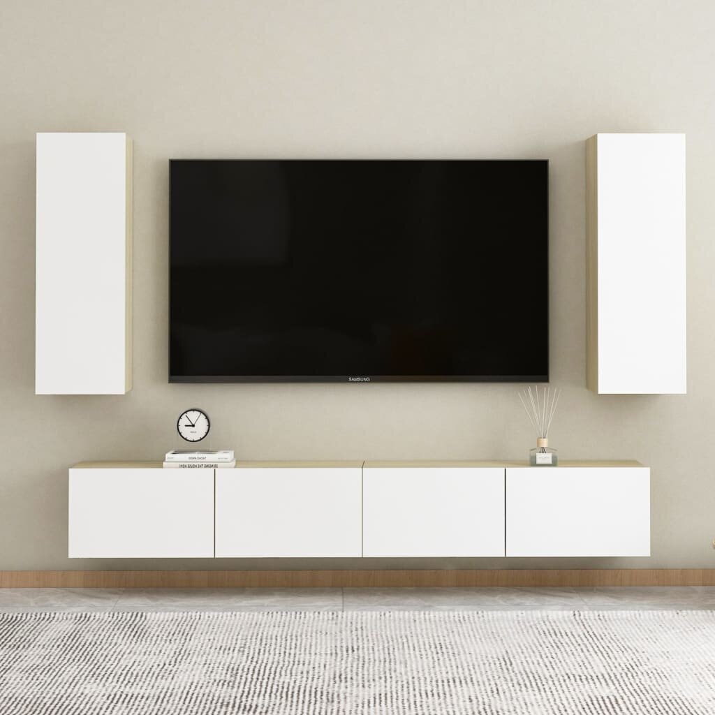 Televizoriaus spintelės, 2 vnt, 30,5x30x90 cm, baltos цена и информация | TV staliukai | pigu.lt