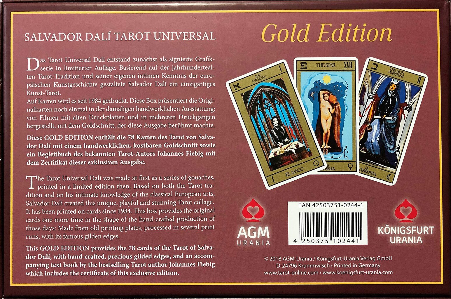 Taro Kortos Salvador Dali Tarot Universal Gold Edition 2018 цена и информация | Ezoterika | pigu.lt