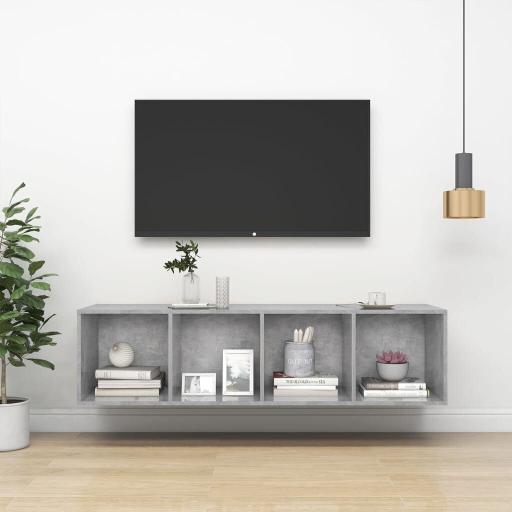 Prie sienos montuojama TV spintelė, 37x37x142,5 cm, pilka цена и информация | TV staliukai | pigu.lt