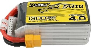 Аккумулятор Tattu R-Line 4.0 1300mAh 22.2V 130C 6S1P XT60 цена и информация | Смарттехника и аксессуары | pigu.lt