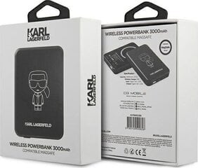 Karl Lagerfeld KLPBMSOIBK Powerbank MagSafe Переносная зарядная батарея 2.1A / 5V / 3000mAh / Черная цена и информация | Зарядные устройства Power bank | pigu.lt